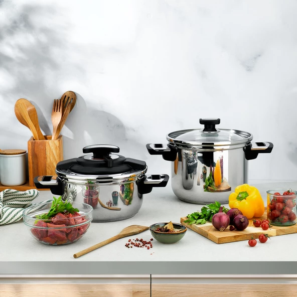 Schafer İn-Safe 2 li Düdüklü Tencere Seti 4 Parça-Siyah - 2