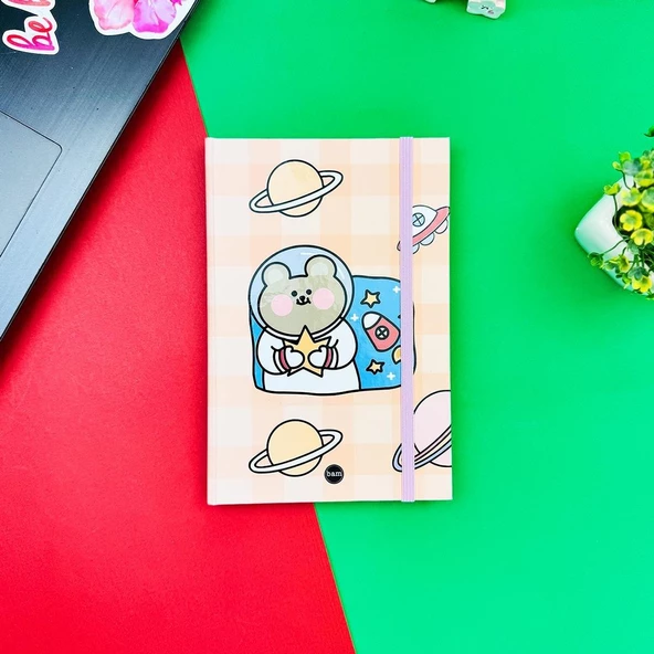 SPACE BEAR TASARIM LASTİKLİ ÇİZGİSİZ DEFTER - 2