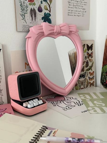 Pembe Kalp Fiyonk Makyaj Aynası - 2