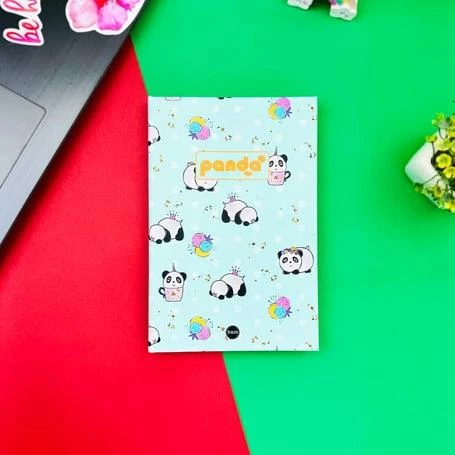 PANDA PATTERN YEŞİL TASARIM LASTİKLİ ÇİZGİSİZ DEFTER