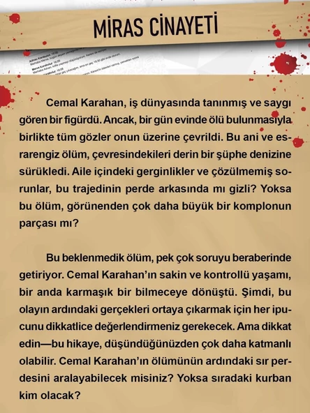 DEDEKTİF VAKA ÇÖZME OYUNU MİRAS CİNAYETİ VAKASI CEMAL KARAHAN DAVASI - 2