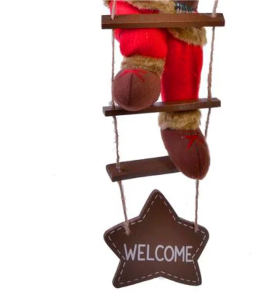 Yılbaşı Süsü Ahşap Merdivenli Noel Baba Figür Büyük Boy 40 cm - Merdiven ile 78 cm - 3