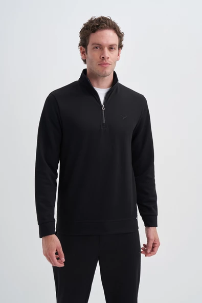 Cazador 24KCEEO05243 Siyah Erkek Kalın Boğazlı Yarın Fermuarlı Sweat - 4