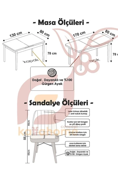 Totti Concept Han Serisi 1.kalite Acılabilir Mutfak Yemek Masası Takımı 6 Kişilik - 2
