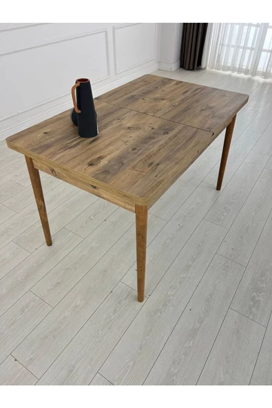 Kristal Evim Açılabilir Yemek Masası Takımı Mdf Masa Takımı Ahşap Desenli Yemek Masası - 5