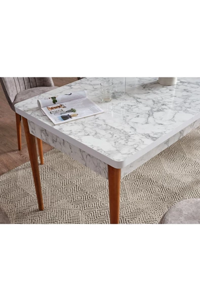 Adahome 80X130(Kapalı) 80X170(Açık) Yemek Odası Takımı Mutfak Masası Takımı Yemek Masası 6 Kişilik - 4