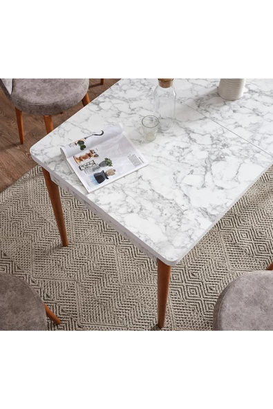 Adahome 80X130(Kapalı) 80X170(Açık) Yemek Odası Takımı Mutfak Masası Takımı Yemek Masası 6 Kişilik - 3