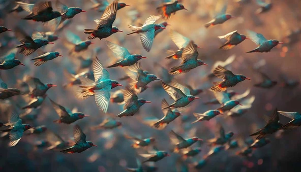 Kuş Sürüsü Temalı Duvar Kağıdı - Resim 7