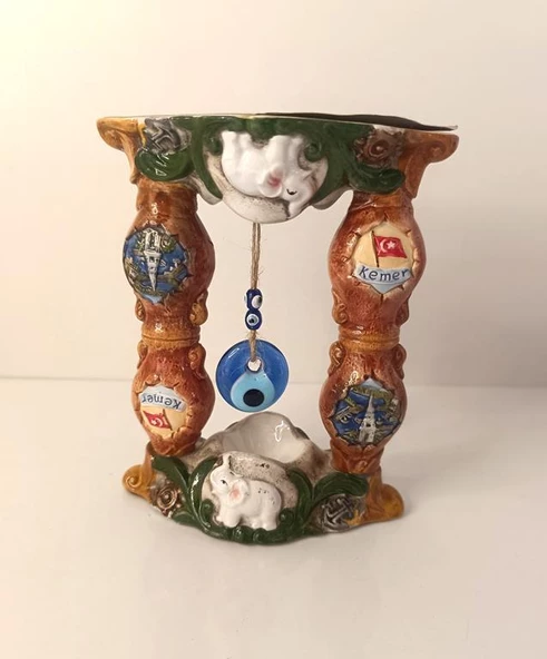 Biblo Nazar Boncuklu Kötü Göz Kovucu Fil Bayrak Masa Seramik Obje Biblo Dekor Seramik ürün görseli 1