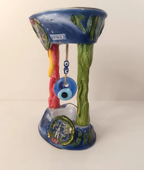 Biblo Nazar Boncuklu Kötü Göz Kovucu Fil Bayrak Masa Seramik Obje Biblo Dekor Seramik - 4