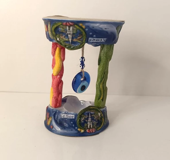 Biblo Nazar Boncuklu Kötü Göz Kovucu Fil Bayrak Masa Seramik Obje Biblo Dekor Seramik