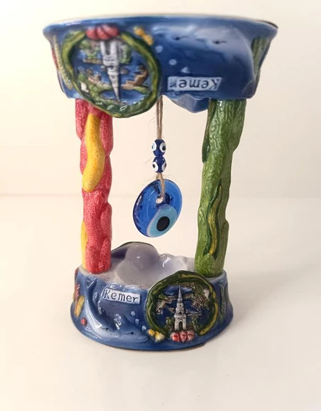 Biblo Nazar Boncuklu Kötü Göz Kovucu Fil Bayrak Masa Seramik Obje Biblo Dekor Seramik - 3