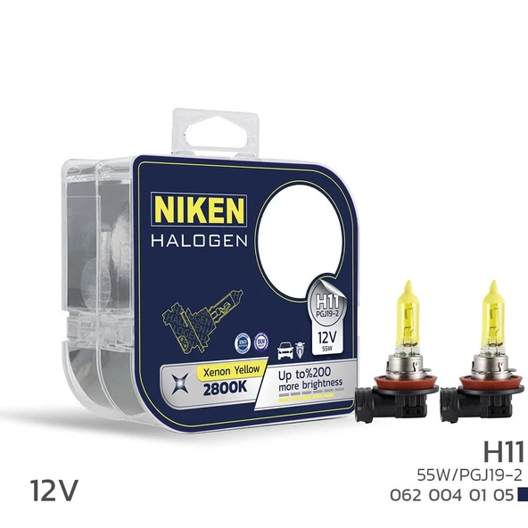 Niken 12V H11 55W Sarı Işık Ampul PG319-2 2800K - 1