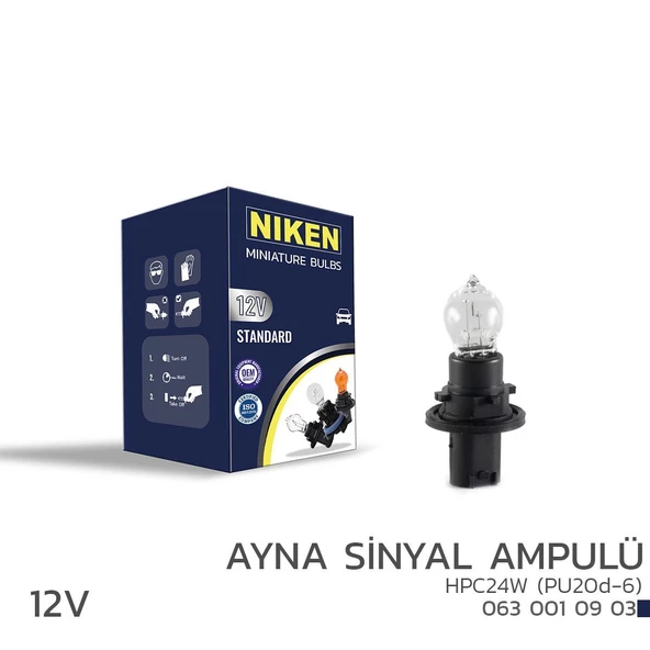 Niken 12V HPC24W Ayna Sinyal Ampulü (PU20d-6) 10’Lu