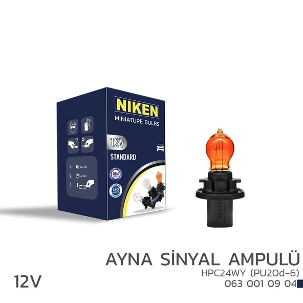 Niken 12V HPC24WY Ayna Sinyal Ampulü (PU20d-6)AMB 10’Lu