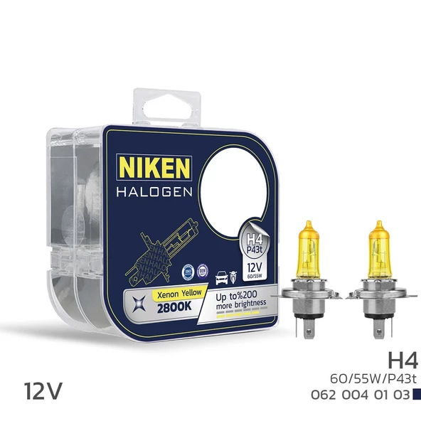 Niken 12V H4 60/55W Sarı Işık Ampul P43t 2800K ürün görseli