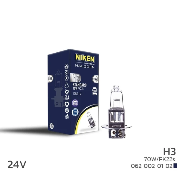 Niken 24V H3 70W Halojen Ampul PK22S ürün görseli