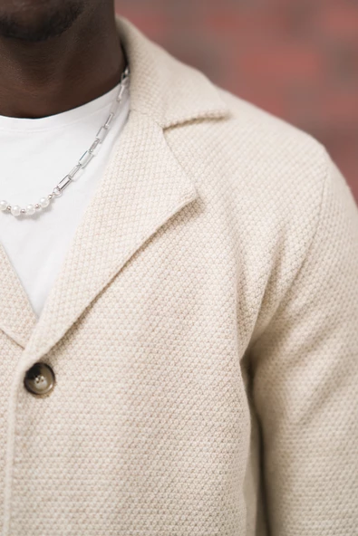 San&Fa Regular Fit Ceket Yaka Torba Cepli Örme Triko Hırka - 7