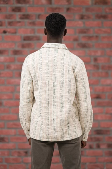 Brenzo Yarı Oversize (Hafif Bol) Kalın Çizgili Oduncu Gömlek BRZ0322 - Resim 5