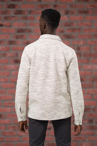 Brenzo Yarı Oversize (Hafif Bol) Desenli Oduncu Gömlek - Resim 5