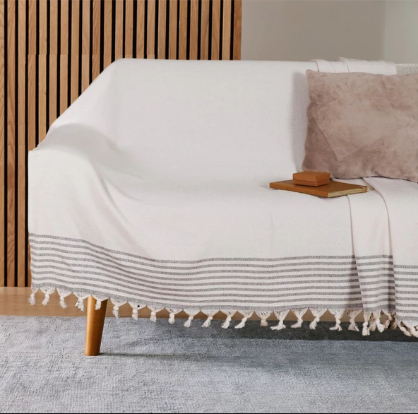 Buldan İşi Kaymaz Pamuklu Koltuk Örtüsü 170x210 Cm Koltuk Şalı Çekyat Kanepe Örtüsü