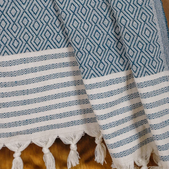 Buldan İşi Kaymaz Pamuklu Koltuk Örtüsü 170x210 Cm Koltuk Şalı Çekyat Kanepe Örtüsü - 2