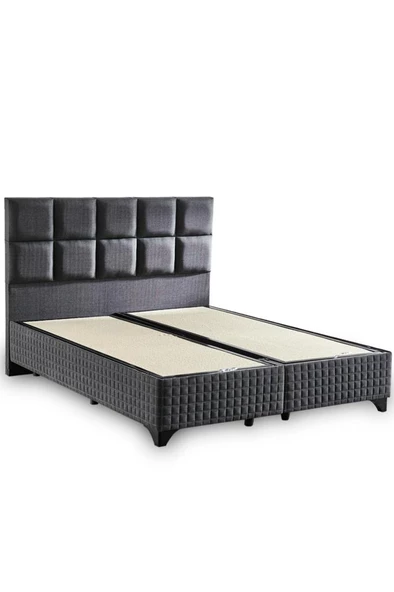 Star Yatak Seti 150x200 cm Çift Kişilik Yaylı Sert Ortopedik Yatak Antrasit Lüks Baza Başlık Takımı - Resim 9