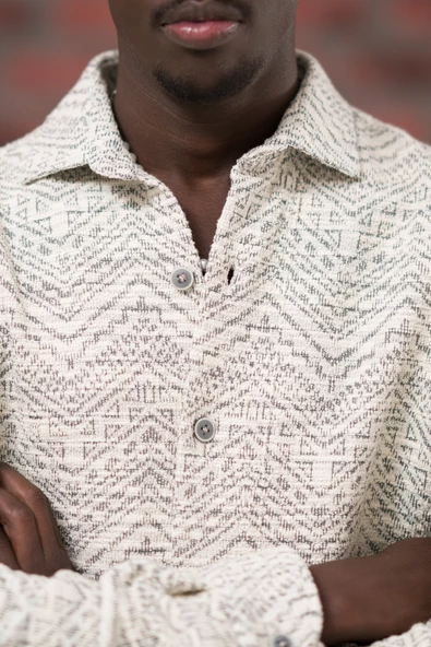 Brenzo Yarı Oversize (Hafif Bol) Desenli Oduncu Gömlek - Resim 6