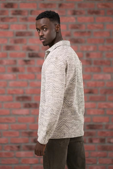 Brenzo Yarı Oversize (Hafif Bol) Desenli Oduncu Gömlek - Resim 10