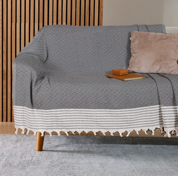 Buldan İşi Kaymaz Pamuklu Koltuk Örtüsü 170x210 Cm Koltuk Şalı Çekyat Kanepe Örtüsü