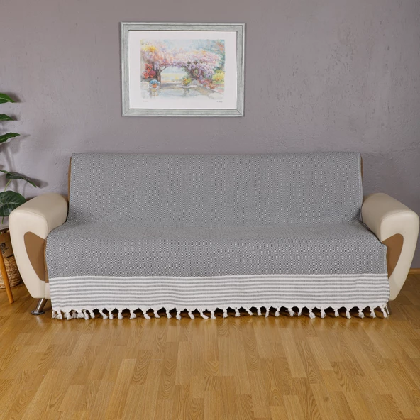 Buldan İşi Kaymaz Pamuklu Koltuk Örtüsü 170x210 Cm Koltuk Şalı Çekyat Kanepe Örtüsü - 3