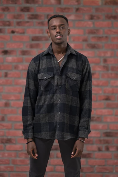 Modtime Oversize (Bol Kesim) Ekoseli Çift Cepli Oduncu Gömlek - Resim 4