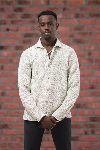 Brenzo Yarı Oversize (Hafif Bol) Desenli Oduncu Gömlek - Resim 2