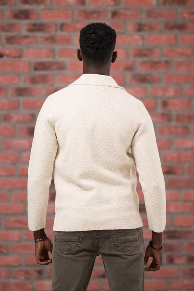 San&Fa Regular Fit Ceket Yaka Torba Cepli Örme Triko Hırka - 5