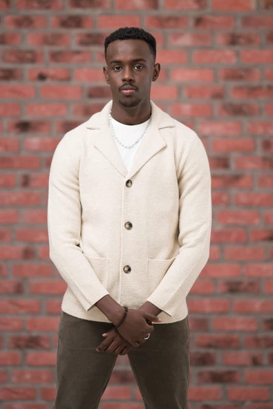 San&Fa Regular Fit Ceket Yaka Torba Cepli Örme Triko Hırka - 2