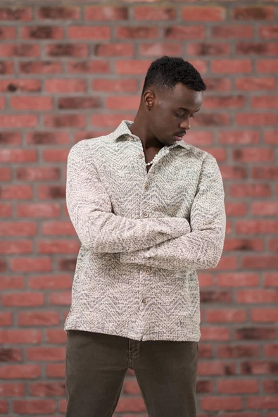 Brenzo Yarı Oversize (Hafif Bol) Desenli Oduncu Gömlek - Resim 8