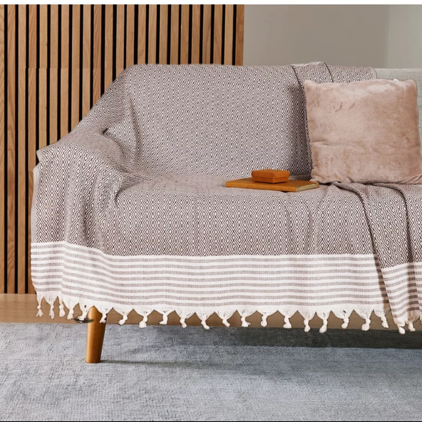 Buldan İşi Kaymaz Pamuklu Koltuk Örtüsü 170x210 Cm Koltuk Şalı Çekyat Kanepe Örtüsü