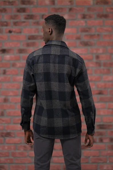 Modtime Oversize (Bol Kesim) Ekoseli Çift Cepli Oduncu Gömlek - Resim 5