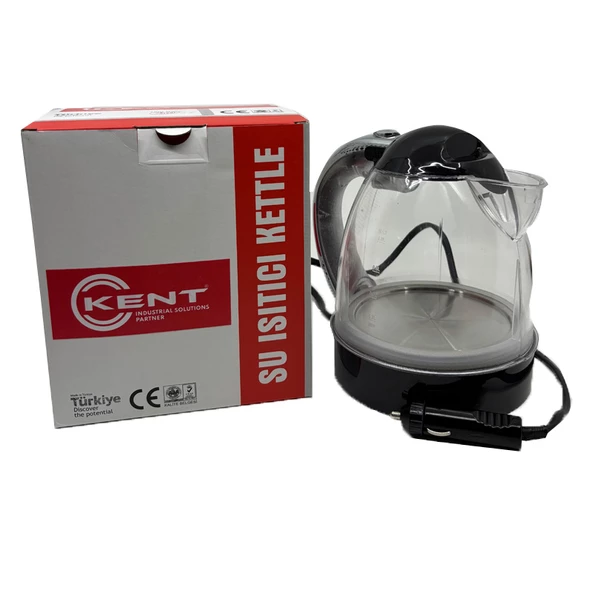 Kent 24 Volt Araç İçi Oto Su Isıtıcı Kettle Çaydanlık 1 Lt Siyah