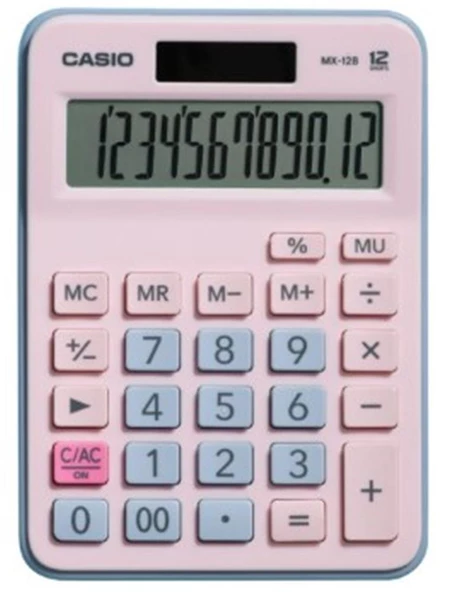 Casio Açık Pembe+Açık Mavi 12 Hane Masa Üstü Hesap Makinesi