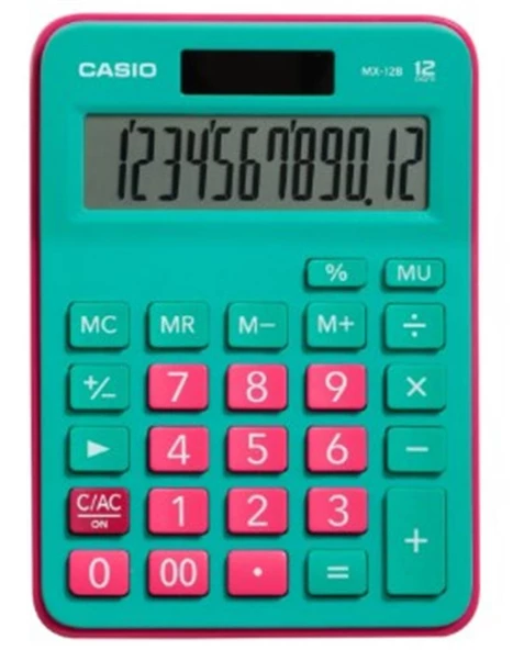 Casio Yeşil+Pembe 12 Hane Masa Üstü Hesap Makinesi