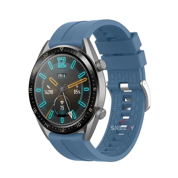 Samsung Galaxy Watch 46mm R800 – Watch 3 45mm R840 22mm Uyumlu NovaGT Supreme Silikon Kordon  Mavi