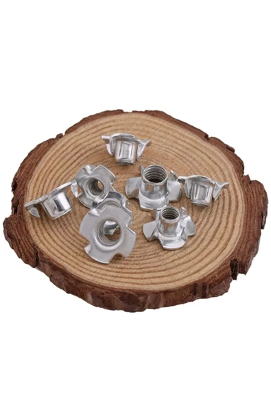 10 Adet M8 Metrik Ağaç Somunu Çakmalı Vida Bağlama Saplama Vida Somunu - Resim 2