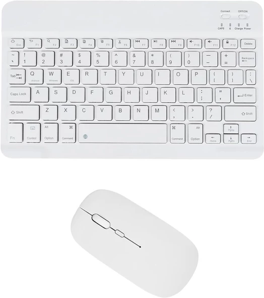 Redmi Pad SE 8.7" Uyumlu Kablosuz Bluetooth Şarj Edilebilir Klavye Mouse Seti - Beyaz