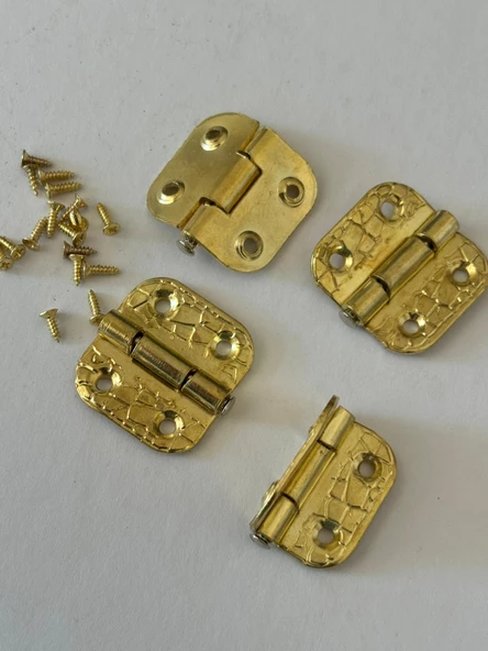 Stoplu Menteşe 4 Adet Sarı 30x33 mm Kutu ve Sandık Menteşesi Hobi Maket - 5