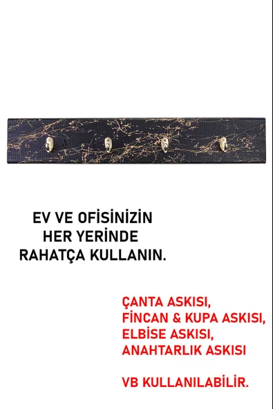 Omers Fincan Askısı 45 Cm Siyah Gold Desen - Resim 3