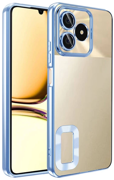 Realme Note 50 Kılıf Kamera Korumalı Logo Gösteren Şeffaf Kapak