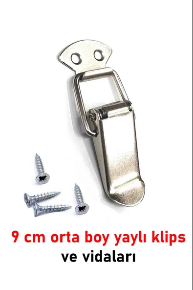 Sandık klipsi yaylı büyük 9 cm metal kapak mandalı kutu kilidi yaylı kilit