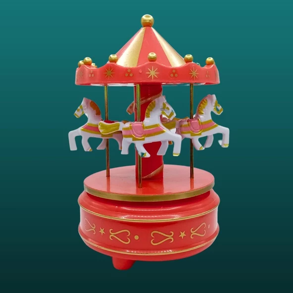 Atlı Karınca Müzik Kutusu Kurmalı Kırmızı Büyük No.3 - 4