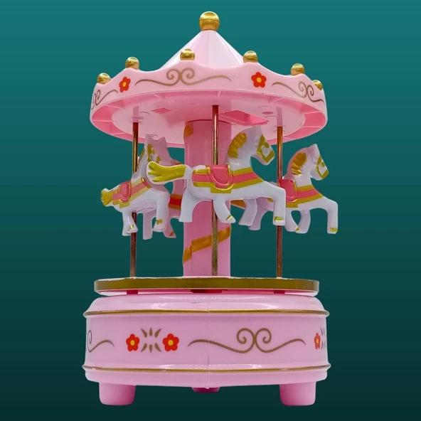 Atlı Karınca Müzik Kutusu Kurmalı Pembe Büyük No.2 - 3